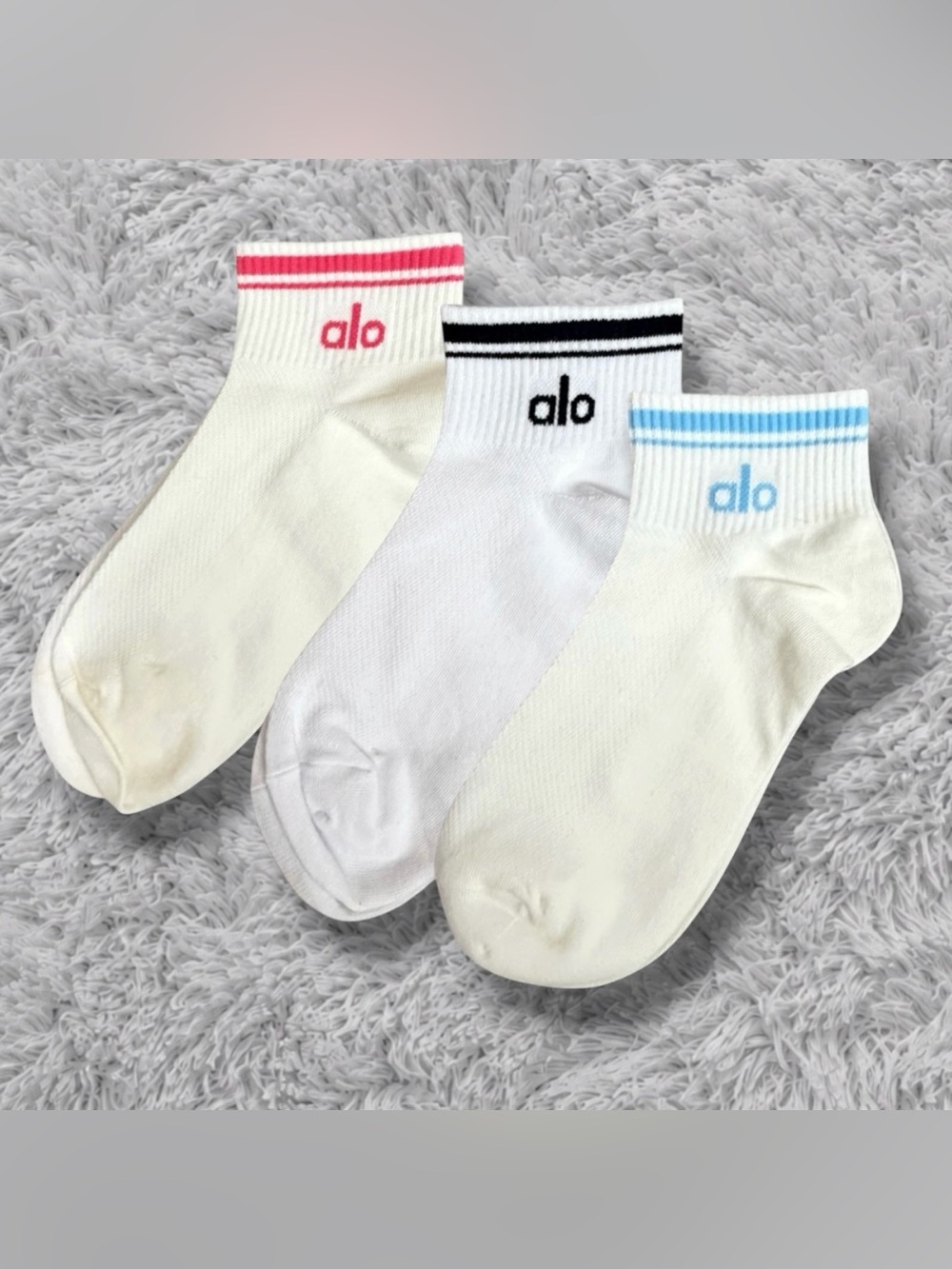 Alo 3 Piece Bundle - Low Cut Ankle Athletic Socks – Women’s Sport Quarter Socks